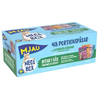 Produktfoto för Doggy Mjau Pouch Megabox Kött & Fisk i Sås 48x85 g