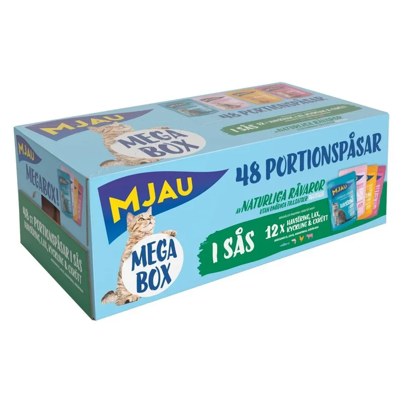 Bild 2 för Doggy Mjau Pouch Megabox Kött & Fisk i Sås 48x85 g