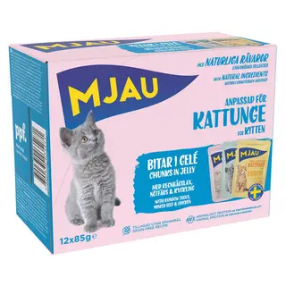 Produktfoto för Doggy Mjau Pouch Multipack Kattunge Lax, Nöt, Kyckling 12x85 g