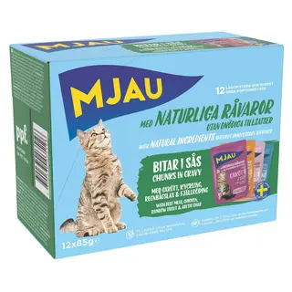 Produktfoto för Doggy Mjau Pouch Multipack Kött- & Fisksmaker i Sås 12x85 g