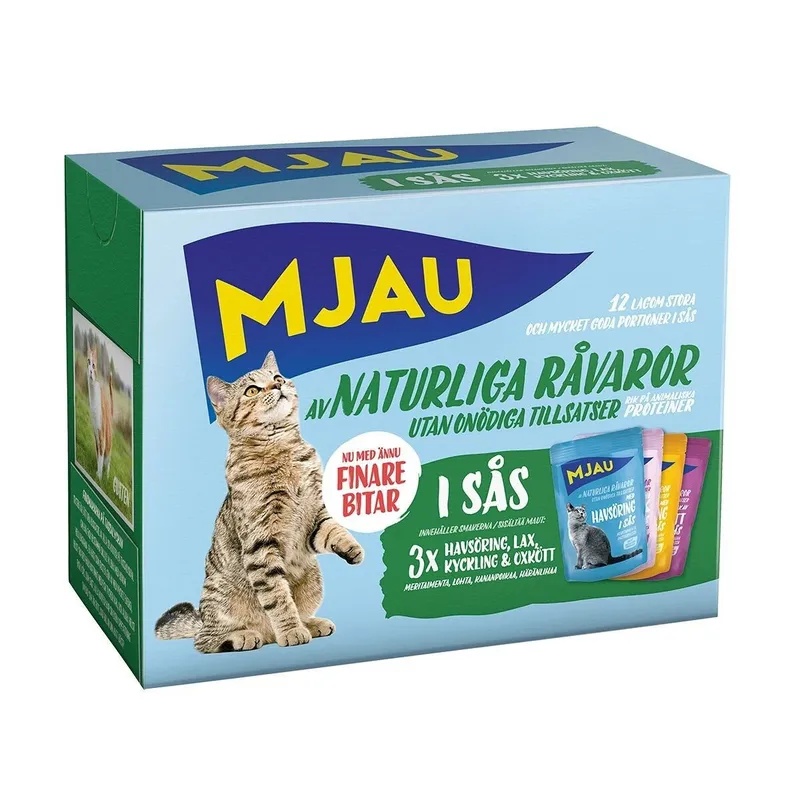 Bild 2 för Doggy Mjau Pouch Multipack Kött- & Fisksmaker i Sås 12x85 g