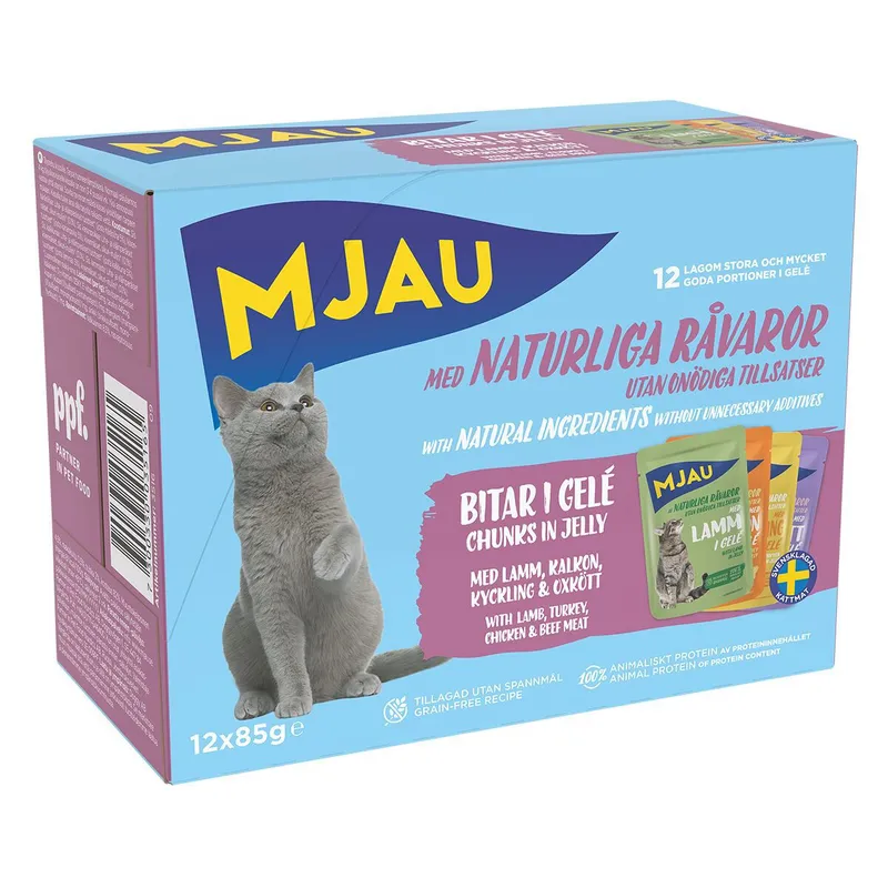 Bild 1 för Doggy Mjau Pouch Multipack Köttsmaker i Gelé 12x85 g
