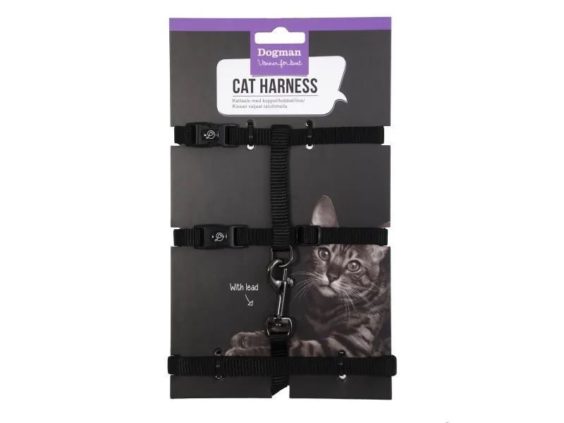Alternativ bild 0 för Dogman Kattsele-set Findus Svart