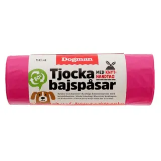 Produktfoto för Dogman Rosa Bajspåsar med Knythandtag 50-pack