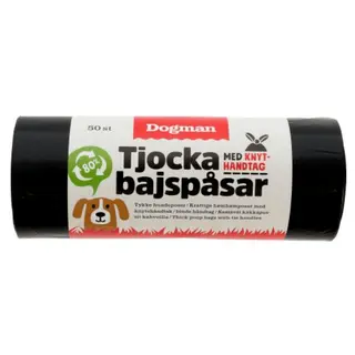 Produktfoto för Dogman Svart Bajspåsar med Knythandtag 50-pack