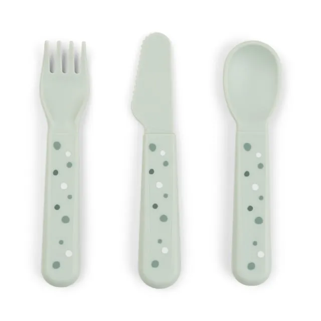 Alternativ bild 0 för Done by Deer bestickset 3-delars Foodie, happy dots grön