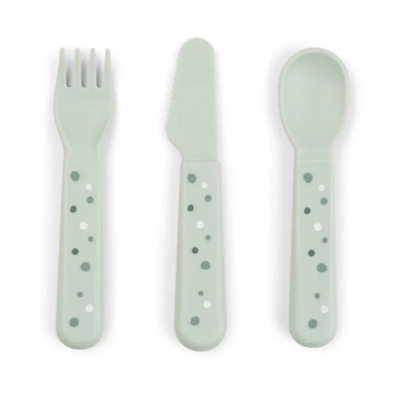 Alternativ bild 0 för Done by Deer bestickset 3-delars Foodie, happy dots grön