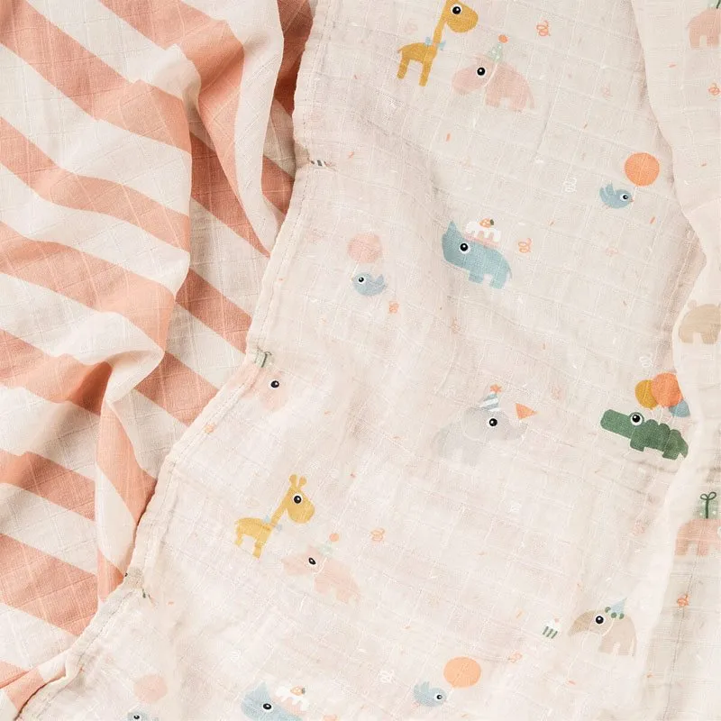 Bild 2 för Done by Deer burp cloth 2-pack, celebration coral