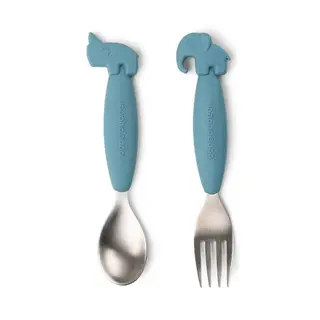 Produktfoto för Done by deer Deer Friends Easy-grip bestickset 2 delar Blue