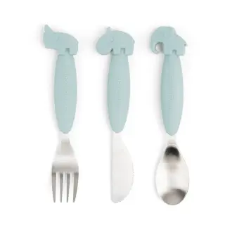 Produktfoto för Done by Deer Easy-grip Bestickset Deer friends Blue