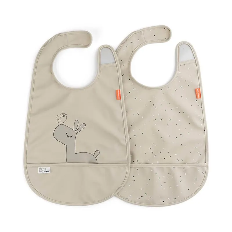 Bild 1 för Done by Deer haklapp med kardborr 2-pack, Lalee sand