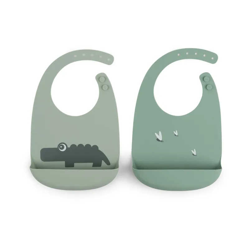 Alternativ bild 0 för Done by Deer haklapp silikon Croco 2-pack, grön