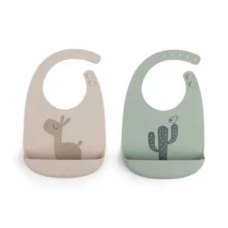 Produktfoto för Done by Deer haklapp silikon Lalee 2-pack, sand/grön