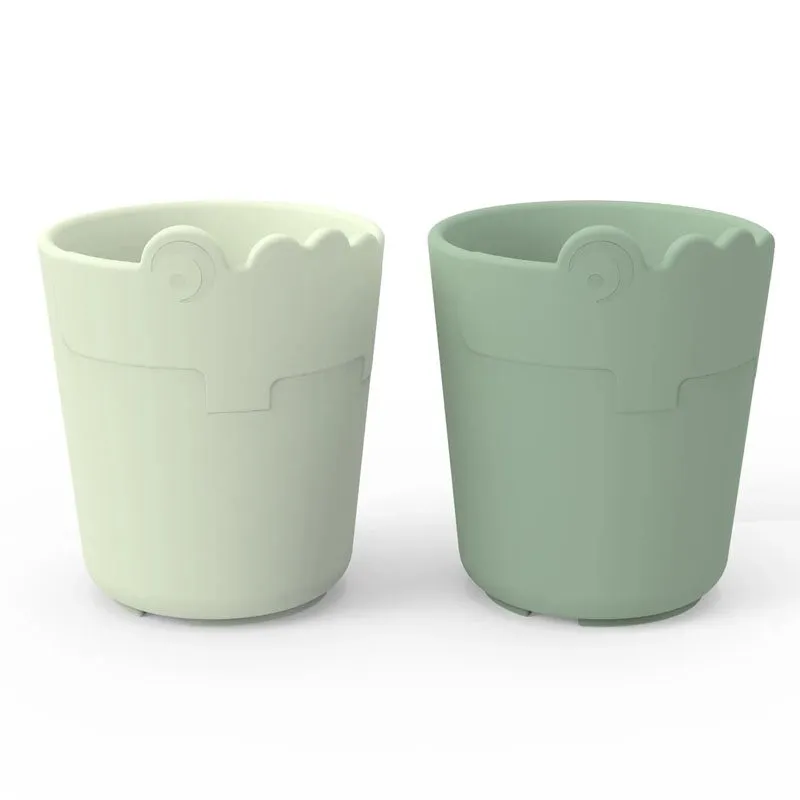 Bild 1 för Done by Deer mini mugg Kiddish Croco 2-pack, grön