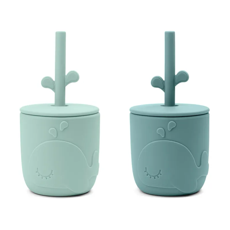 Alternativ bild 0 för Done by Deer Peekaboo Sugrörsmugg Wally Blue 2-pack