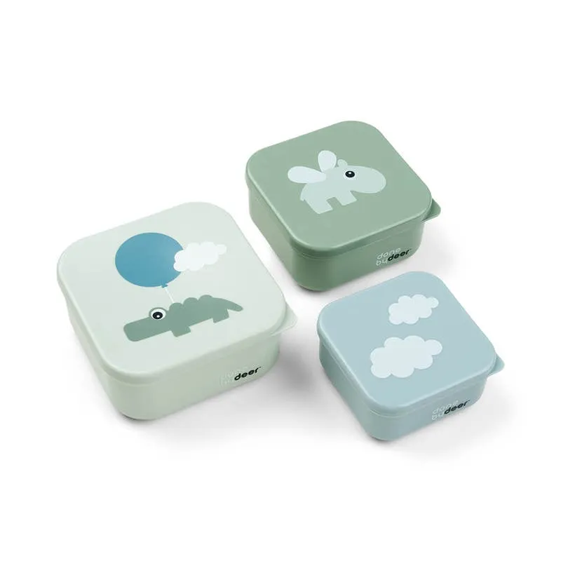 Bild 1 för Done by Deer snack box set Happy Cloud 3 delar, green