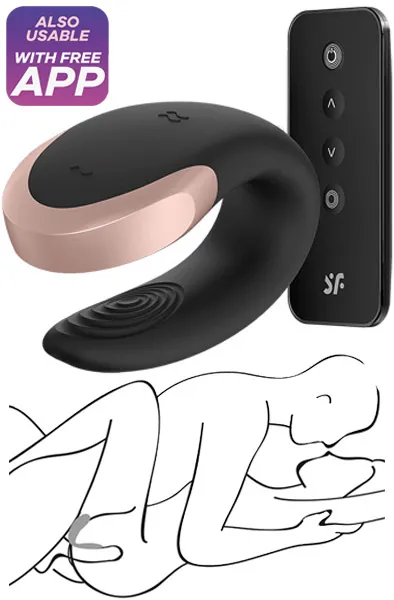Bild 2 för Double Love Luxury Partner Vibrator - Svart