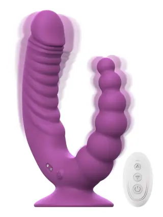 Produktfoto för Double Vibrator With Suction Cup & Remote