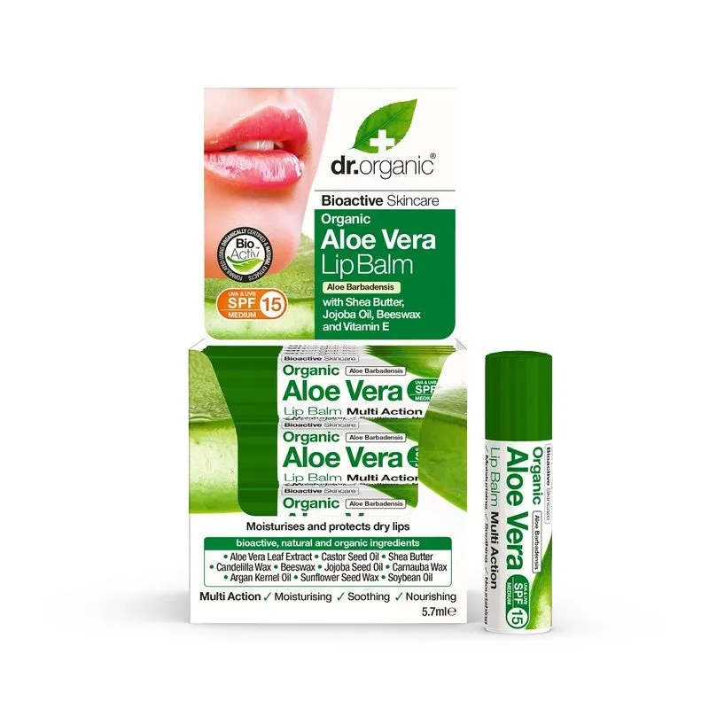 Bild 1 för Dr Organic Läppbalsam Aloe Vera Balm SPF15 5,7ml