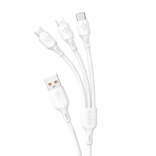 Produktfoto för Dudao 3in1 USB-A till USB-C, Lightning, microUSB kabel 6A 1.2m