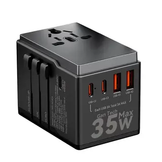 Produktfoto för Dudao A35 Universal Travel Adapter Black