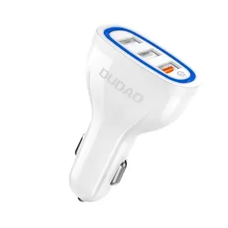Produktfoto för Dudao universal Billaddare 3x USB snabb laddning 3.0 Vit