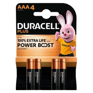 Produktfoto för Duracell AAA-batteri Plus Power Boost Alkali-mangan 1.5 V 4 stk