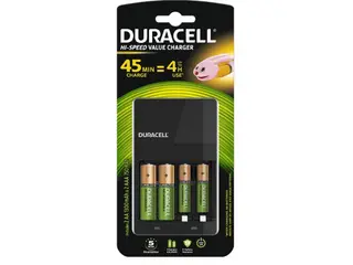 Produktfoto för Duracell CEF14 - 4 h batteriladdare - (för 4xAA/AAA) - med 2 x AA 1300 mAh batterier och 2 x AAA 750 mAh
