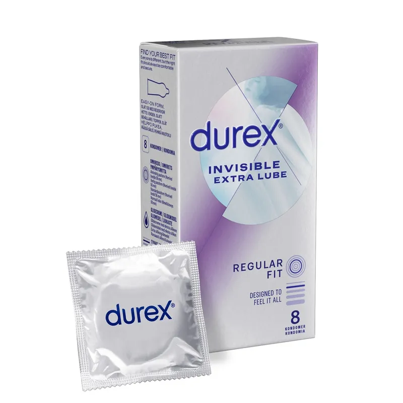 Bild 1 för Durex Invisible Extra Lube Kondomer 8 st
