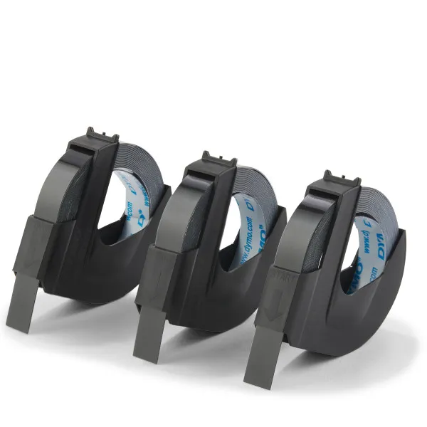 Alternativ bild 0 för DYMO® 3D-präglingsband 9mm x 3m svart självhäftande - (3 st.)