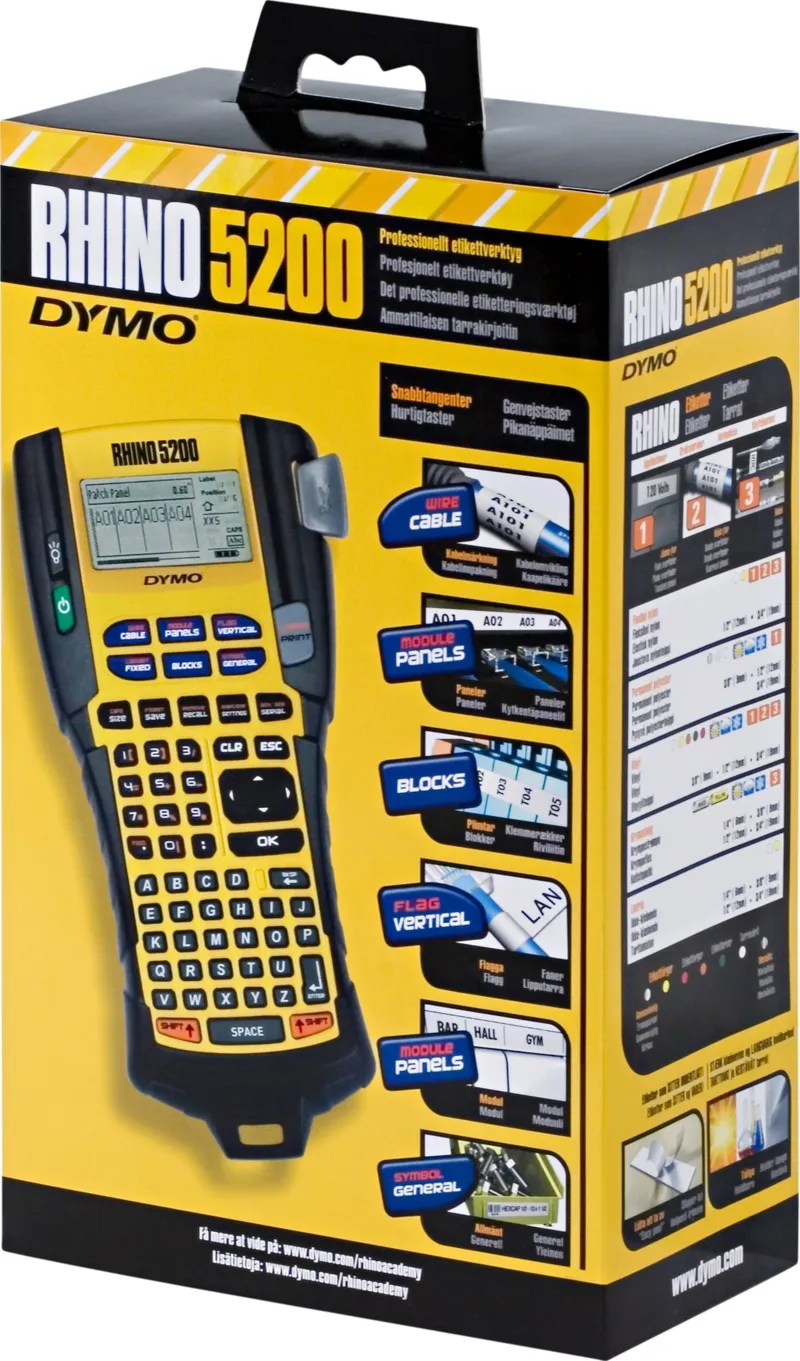 Bild 2 för DYMO Rhino 5200 industriell etikettmaskin | ABC-tangentbord | Etiketteringsmaskin för lager, laboratorier och andra industriella miljöer