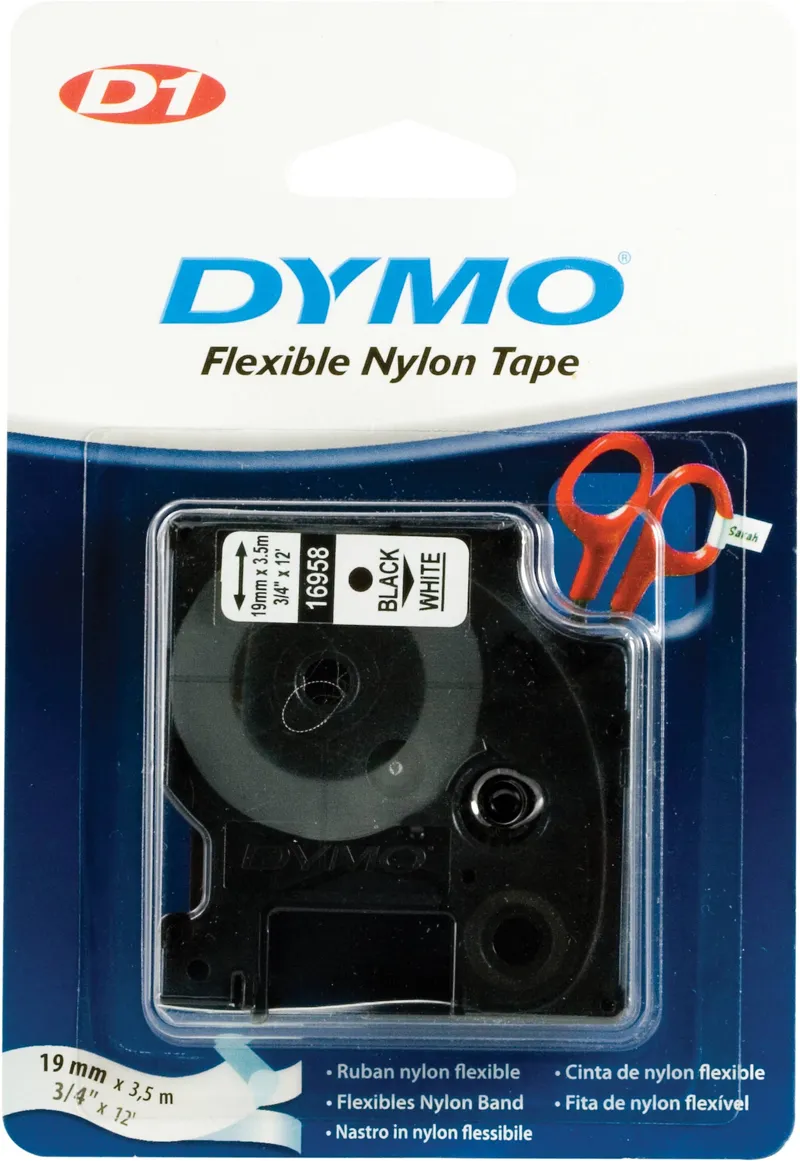 Bild 2 för Dymo Tape D1 19mm nylon svart på vit