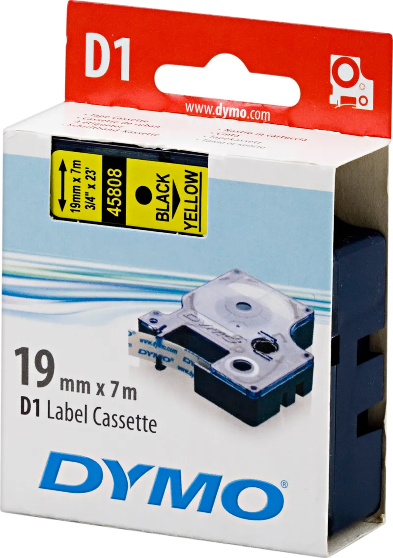 Bild 1 för Dymo Tape D1 19mm svart på gul