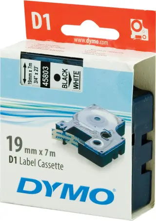 Produktfoto för Dymo Tape D1 19mm svart på vit