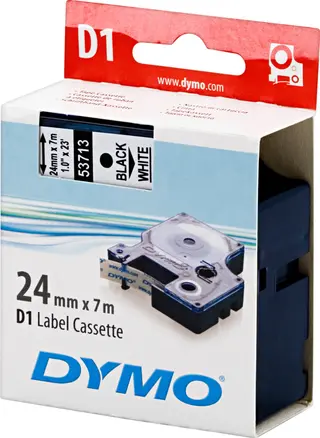 Produktfoto för Dymo Tape D1 24mm svart på vit