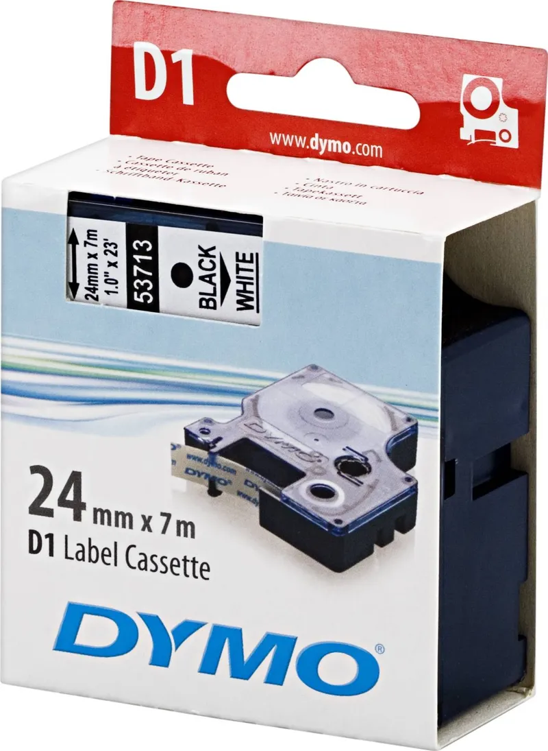 Bild 2 för Dymo Tape D1 24mm svart på vit