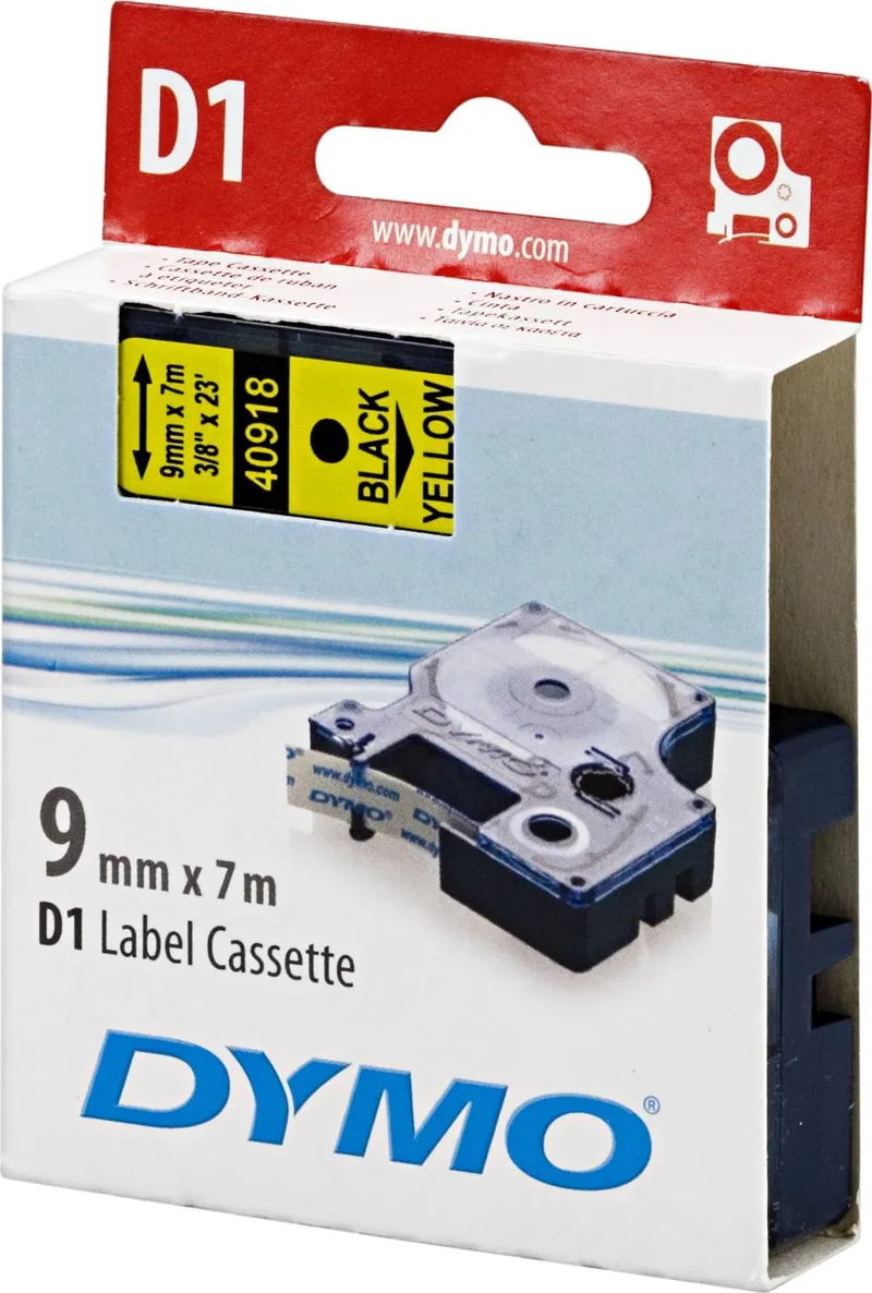 Bild 2 för Dymo Tape D1 9mm svart på gul