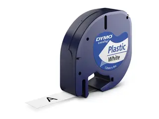 Produktfoto för Dymo Tape LetraTAG plast 12mm svart på vit