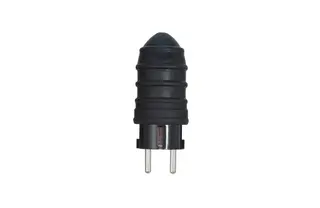 Produktfoto för E-line plug svart - Schuko gummi, slagtålig, 230/16A, IP44
