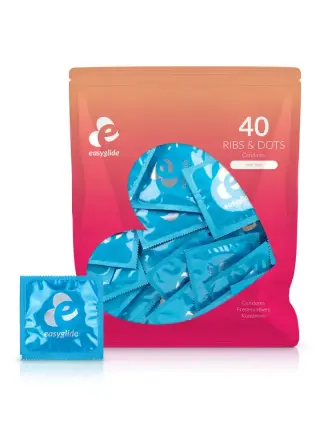 Produktfoto för EasyGlide: Ribs and Dots Condoms, 40-pack