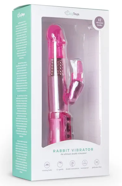 Bild 2 för Easytoys Pink Bunny Vibrator - med snurrande Kulor