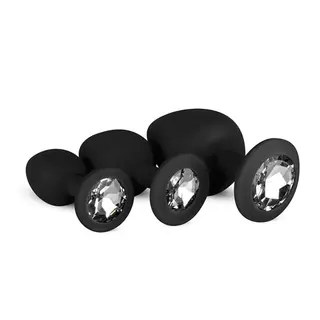Produktfoto för Easytoys Silicone Buttplug Set With Diamond Black