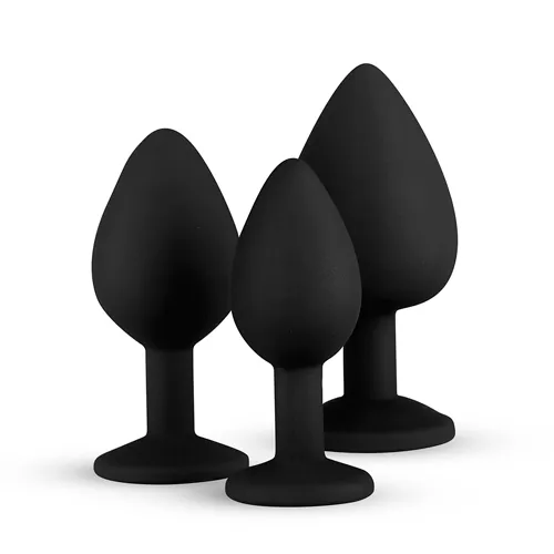 Bild 2 för Easytoys Silicone Buttplug Set With Diamond Black