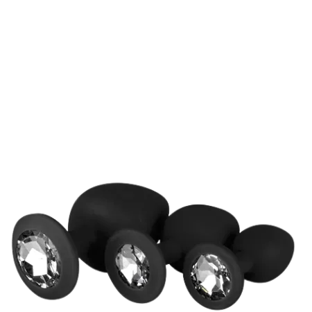 Bild 2 för Easytoys Silicone Buttplug Set With Diamond Black