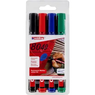 Produktfoto för edding Märkpenna Permanent  330, snedskuren spets, 1 - 5 mm, olika färger, 4-pack