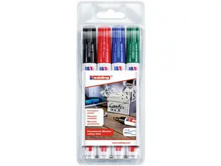 Produktfoto för edding Märkpenna Permanent  330, snedskuren spets, 1 - 5 mm, olika färger, 4-pack