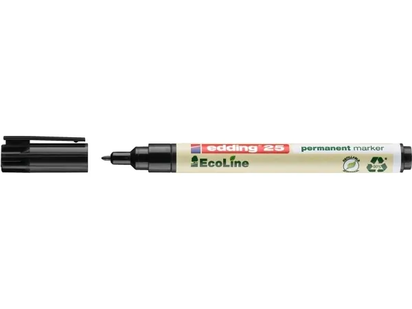 Alternativ bild 0 för edding Permanent märkpenna, 25 EcoLine, kulspets, 1 mm linjebredd, svart