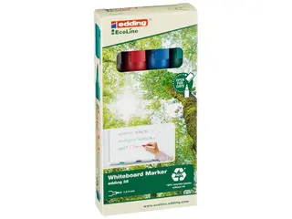 Produktfoto för edding Whiteboardpenna, 28 EcoLine, 1,5–3 mm linjebredd, olika färger: Svart, blå, röd, grön