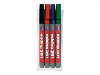 Produktfoto för edding Whiteboardpenna 361, tunn 1 mm olika färger, svart, röd, blå, grön