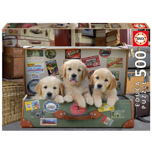 Alternativ bild 0 för Educa 500 Puppies in the Luggage Trä